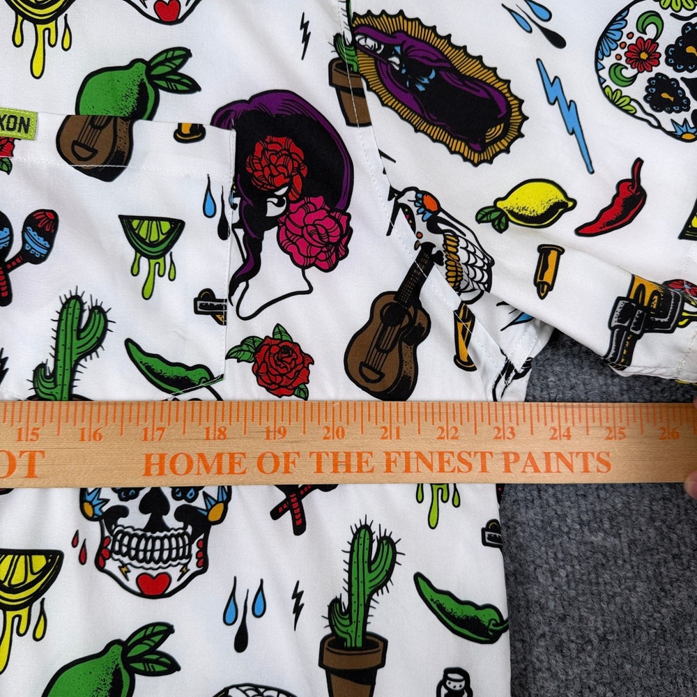Dixxon Flannel Co Shirt Mens L White La Ofrenda Day of the Dead Skulls Gun Party - Picture 7 of 9